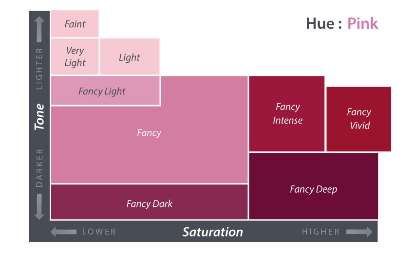 Spectrum of color pink - its tone and saturation.