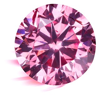 A round, pink diamond.