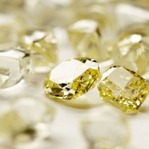 A fancy colour diamonds with a high depth percentage.