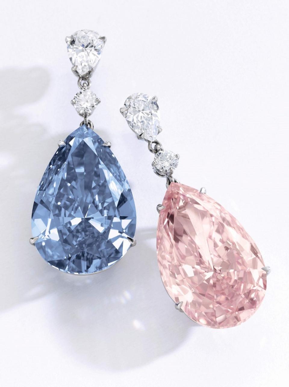 Apollo blue and Artemis Pink earrings.