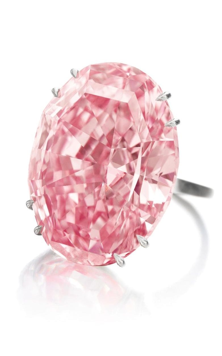 A round pink diamond ring.