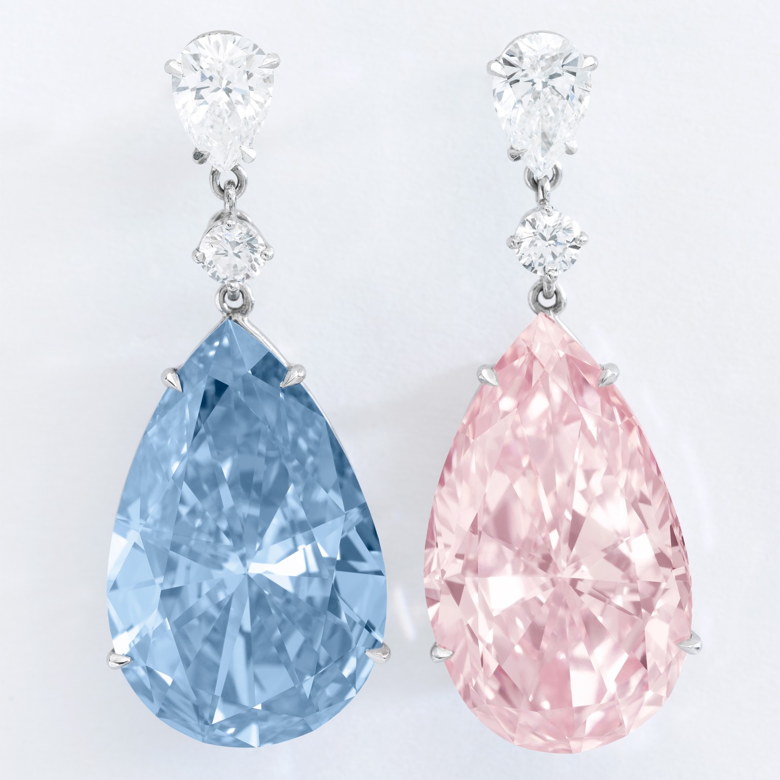 $92 Million Blue & Pink Diamond Earrings Appear At Auction