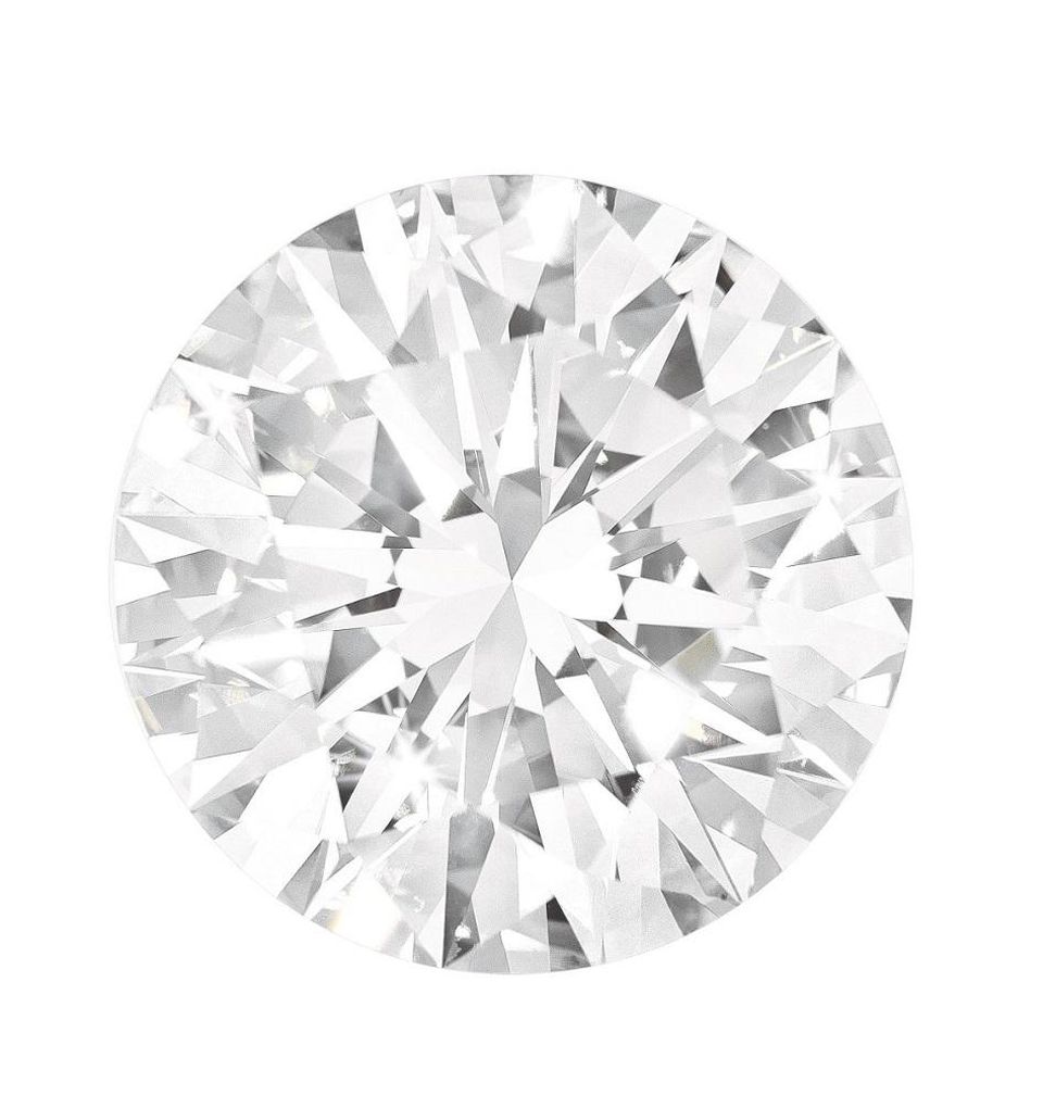 A round brilliant-cut diamond ring.