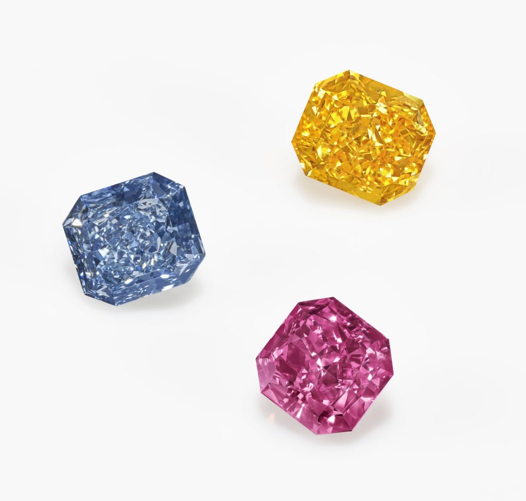 'The Perfect Palette' trio of diamonds sold at Christie's