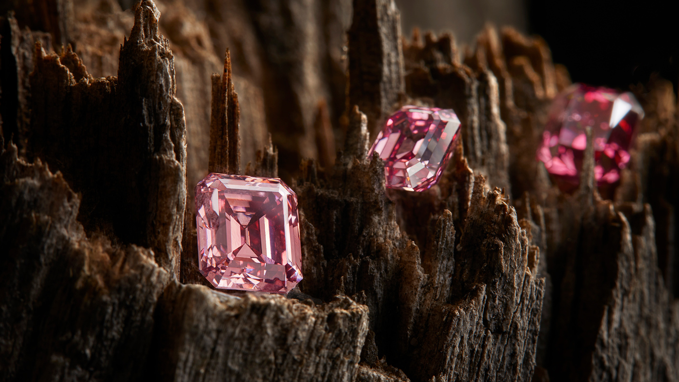 A selection of pink diamonds