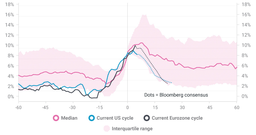 Chart of US and Eurozone cycles